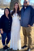 I bought this dress for my last minute elopement and had it rush shipped. It's great quality for the price that you pay and it did the job (and it came when expected). I had some extra fabric in the waist area and it was a smidge tight on the hips but I have more of an athletic body type and if I had the time it could have been altered easily. It was also sewn a little off center so it kept twisting to the side and my right boob kept wanting to pop out. - Natasha M.