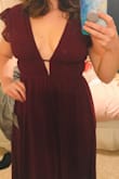 I wore this to a wedding and got lots of compliments! I had to get fashion tape for coverage and lift since it has a plunge neckline and open back (no bra wearing possible). Looked great and was beautiful to dance in. - Kora G.