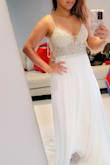 I would definitely recommend this dress, I'm usually a size 4 in dresses but I saw the comments that it ran a little bit, so I decided to play it save and ordered a size smaller and good thing that I did.
I'm petite so the dress it's extremely long on me but nothing you can fix. - Shirley M.