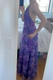 I really wanted to love this dress, but the skirt is just too much for me, even at 5'8 in 3" heels. I'm rather lanky with subtle curves, and normally extra fabric works well on me. But this fabric is a little stiff, and the skirt stands out, making my hips and thighs look much larger than they are. The top and open back are beautiful and so flattering, even for my smaller chest. But I just can't love it. - Lauren I.