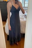 I love an open back dress, but normally the open back cuts at the small of my back, emphasizing my waist. This one cuts a little higher, making my waist more truncated. The wrap bust was a little too revealing for me, and the open slit would be hard to dance in, so I had to send this one back. - Lauren I.