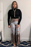 My favorite pants, they are so elegant and I received so many compliments. It does run large, I sized down because of the reviews. I usually wear medium but I ordered small and it fit perfect. - Maria A.