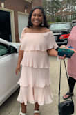 This dress was perfect for my shower! I felt beautiful and could easily re wear this after I deliver. I was comfortable the entire time and didn't feel as pregnant as I probably looked lol. This dress was definitely worth it!! Make sure you steam if off a little prior to your event though lol. - Morgan I.