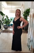 This dress is perfect! I received so many compliments at a wedding. This dress has the perfect kind of stretchy material, hugged my curves in all the right places. I did have the straps altered because they were loose on my shoulders but great dress! - Jenifer S.
