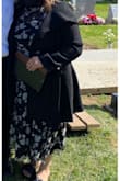 Wore to a funeral. Comfortable and modest. Fit great. Long on me because
I'm short. But I liked it. Wore it with heels but then changed into sandals not a great picture. - Ana H.