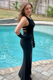 Purchased this dress for my daughter's Cotillion Grand Ball and it is gorgeous...the back is just stunning!  Quality is great.  We had to have the dress hemmed because my daughter is so short but other than that, fit was great!  Highly recommend!  Now I wish it would come back in yellow...my daughters favorite color! - Marcia F.