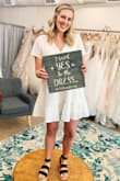 Not see through, which is a plus for a white dress! I wore nude spanx underneath just incase! It's a little on the short side if you're tall. - Kara M.