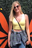 It is a very pretty color. The yellow is just like it looks online but it feels a little snug and creeps up all day. I'd order a size up - Amy B.