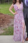 The waist is tighter than other Lulus styles. As a result, I had to size up. The style was a little too revealing for me. I had a tailor sew up the chest a little and close the slit a little to make it more my style and more appropriate for the wedding I was attending. It also needed a hem. The alterations were totally worth it. I absolutely love the dress style, color, fabric and pattern. It's a very soft and feminine style! - Allison E.