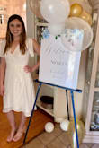 This dress fits true to size. If you have a smaller bust, you may need to pin it, or use double sided tap so you don't see your bra. The quality is really good too. It's not see through, but I did choose to wear shape wear underneath. I wore this for my bridal shower and I received a lot of compliments on it :) - Nicole F.