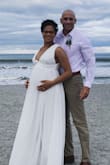 Bought this dress for an intimate wedding on the beach. Bought a Large because I was 6 months pregnant at the time, so I had to alter the top a little which was to be expected. All in all loved the dress. - Justice D.