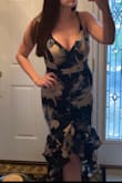 I'm typically a medium with Lulus dresses but this one barely zipped. If you're a bit busty like me, but small shoulders, def can't fit a bra in here. The shape of this dress gave me an hourglass that I don't have but that was at the sacrifice of breathing deeply. Ruffles fanned out a bit much and the length was too short. Large may have been a different ball game. - Gayle S.