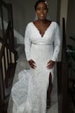 When my dress arrived I thought it was absolutely stunning, however something was missing. I removed the bell sleeves and just made a fitted long sleeve. I fell in love even more. My husband loved how it shaped me. I felt glamorous and romantic in my wedding dress. - Yamilee F.