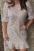 I wore this for my bridal shower, and it was total Anthropologie vibes. I ordered a medium and a large, and went with the large. The medium was definitely way too short. It fit in the waist, but was snug. The large was the perfect length and felt more comfortable. - Abigail W.