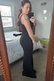 I typically wear a medium in other brands but with Lulu I have consistently worn a small and this fit perfect! I did need to hem a couple inches off the bottom even with heels. I got so many compliments on this and the fabric is soft and stretchy! It's so forgiving and comfortable. - Elise M.