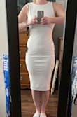 I ordered this in hopes of wearing it as a rehearsal dinner dress. The back v actually has wiring in it to keep the shape. I can go either way with small or medium with Lulus (in fact, I'm sending back a small in a different dress that was too big), but I barely got this on. I mean I almost gave up hope of ever seeing it on because I thought it would rip. I was nervous about the straps accentuating my broad back (they do), but they're also too big, so I'm not sure who they're supposed to fit. From the front they look like they're falling off. With this material you would probably always need shapewear, but with where it lays I worry you'd be able to see it. All in all a good idea but the fit is weird. - Samantha O.