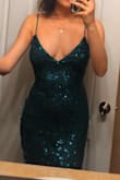 I ordered this dress for prom, and was really hesitant because I'm so tall, but it fit perfect!! It even has a small train and about 2 inches touching the floor on the front. It fits perfectly and it is sooo flattering. I'm also overly pleased with the quality of the material and I couldn't ask for a better dress, especially for the price. - Kristen S.