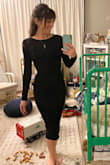 This dress is va va voom! What caught my eye was the deep-V back! Very sexy, but still classy. Love this for going out for a special occasion or for a cocktail event. - Aimee S.
