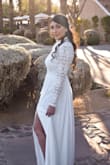 The dress fit great! I had to get it hemmed since it was too long. I got so many compliments on my wedding day. - Allison K.
