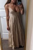 There weren't any other reviews yet, and I'm short, so maxi dresses aren't usually flattering on me. But, this dress had a vibe that I couldn't pass up, and I'm so happy I took a chance on it! The top portion of it is a little thin, but I'll still probably wear it without a bra. - Maria W.