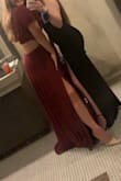 The material looks expensive, flows well, and does not wrinkle easily. It is super long, so you might need to get it tailored. The scoop on the back was loose but the top part fit very well. - Kennedy M.