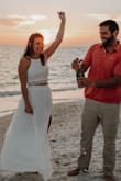 This 2 piece is so comfy. I wore it for engagement pics and definitely will wear it again for other bridal events. I got a lot of compliments and it fit me true to size. - Chelsea C.