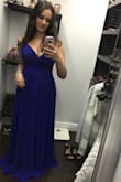 Beautiful formal dress, absolutely love the color. Fits great and very flattering. I am 5'5" it's a bit long but would be just right with 4 inch heels. Love this dress, just as pictured. - Stephanie D.