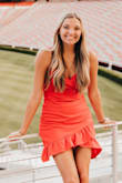 Wore this for my graduation and it is so flattering on the hips and stomach area and photographs so well! a little longer than I was expecting but still very cute - Alayna G.