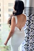 Got married in the perfect dress & couldn't be happier!! 
I usually wear M but went for a S because I wanted it very tight on my body, loved the results. Also not see through. Recommend it!! - JOANA S.