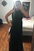 The fabric has great feeling to it. The skirt is double lined. The lace on the top is very nice quality. When it's at the light you can see through the lace fabric behind the lace but it's not a problem when it's on. - Marissa A.