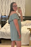 I love this dress! I was worried it would be too frumpy, but the fabric drapes really nicely and I love how it looks! It's slightly longer in the back which makes it feel even more flattering for some reason. I love it and want to wear it all summer. I'm usually between a medium and large and ordered a medium and love the fit! - Leah L.