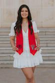 Literally obsessed with this dress! Wore it for college graduation photos and it was lovely/ comfortable! I do have longer legs so I have to wear spandex under it, so I would recommend getting a larger size for length. - Alicia