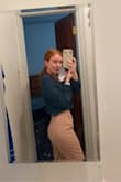 I am in LOVE with these pants... they are phenomenal! They made my booty look amazing & they fit so so well overall. I was worried the light color would be sheer but it really was not and I am not normally a fan of baggier work pants but these were great! - Julia L.