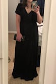 I LOVE this dress! It's very elegant and light. I had ordered it for a wedding in Nevada in April and I think it would have been light enough for the weather. It does run a little long, but with the right heels it works. I'm 5'3" and 2" heels work fine. I also order this dress in the navy floral in the same size (medium). That dress was cut differently fitting better on my chest and waist. For this reason I am returning it. - Maronda C.