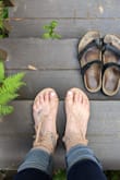 The material feels cheap, but I suppose that is what you get for $18. Also, it feels like bare feet, the shoe aspect is barely there. I wouldn't want to walk down a dirty city street in these shoes. They're good for the beach or a garden café, just not enough shoe for my liking. - Lila W.