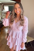 I bought this dress for Easter. I received so many compliments! It's even prettier in person. Super flattering. Perfect pink color for spring or summer. Fits true to size! (I'm usually between a 6-8 for size reference). - Veronica M.