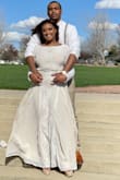 I got married yesterday and this was perfect for a courthouse! I wore 5" wedges which kept most of the dress off the ground. I got so many compliments and felt so beautiful in this. I bought a bridal belt separate to add some bling, but this was perfect, no complaints! - Kevonna M.