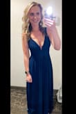 This is hands down my favorite dress I've ever owned. It flatters in all the right places, and it's a true maxi length! I'm tall, and this dress actually dragged the ground without heels! Run, don't walk! This dress is a home run! Wore it to a wedding and received so many compliments. - Jinna G.