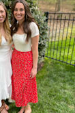 Ordered a Small, love the fit. It's a great fabric and the slit on the side is super cute. Great for spring and summer! - Emily S.