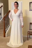 It is a pretty dress but the quality and material of the lace isn't up to par with Lulus other dresses on the site. Would be good in a different color for an engagement photo, but not the ceremony in my opinion. - Cathy C.