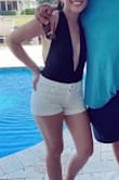 I LOVE this bathing suit and so does everyone who sees me in it! It's perfectly tight on me, I couldn't go up to a Medium, as it would be a little too big. But if you have a smaller chest and a cute booty, this is the bathing suit for you! It cuts in a little on my tush, but who doesn't love a little squish?! I should buy all the colors, HIGHLY recommend! It has a little padding in the chest area, so the girls stay secure. - Talia P.