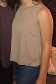 Love the detail on the back, but you either need a sticky bra or cute bralette that you want to show off. Color isn't my favorite but a nice neutral top. - Sydney H.