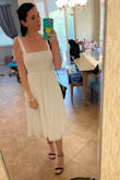 I bought this for Easter and it was just what I was looking for. I bought a size small. The fit was pretty perfect and the material was light. The straps are adjustable which was nice. It arrived a little wrinkled but steamed SO EASILY! This will be a nice summer dress. - Amanda C.