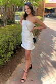 Loved this dress so much! I was so happy it wasn't too short unlike most of the other dresses. Still, it was short but manageable. I didn't like how the back flipped up where the fabric was sewed together, so I used a couple pins to weigh it down. Overall great quality and thick material! - Claire H.