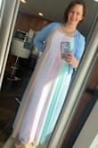 I wore this for Easter and received tons of compliments. It's pretty and feminine and flowy. It covers the areas I want it to cover without looking like a maternity dress. It's slightly long on me, but I wore platforms heels and it was fine. I may shorten it a little bit but we'll see. - Susan J.