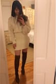 I love this sweater dress. It's form fitting at the bottom but loose at the top, giving it the appearance of being two pieces. The length not too short and not too long. - Jacqueline B.
