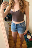This top is very stretchy, comfortable, and cute. It's a great basic top that can be worn on its own, or layered with other clothing. The material is fairly thin and the straps are very skinny, so it's hard to find a bra to wear with it, but otherwise I love this top! - Kaela F.