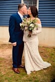 Wore for my small April wedding. I tried the medium and the large. The large fit better overall, but the top was a little on the loose side. Received many compliments on the dress. I loved it. I wore duck boots underneath and you couldn't even tell! - Ashley C.