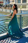 The size and fit was perfect! Was a beautiful color and a beautiful dress. 
Just what I was looking for, for my special day. I looked and felt amazing in this dress, and would definitely recommend. His eyes lit up and he loved the way I looked in this dress. - Chris P.