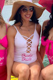 Purchased this suit for my bachelorette party. I added the decal on it to match the theme. Overall super comfy and cute! Highly recommend! - Rebecca L.